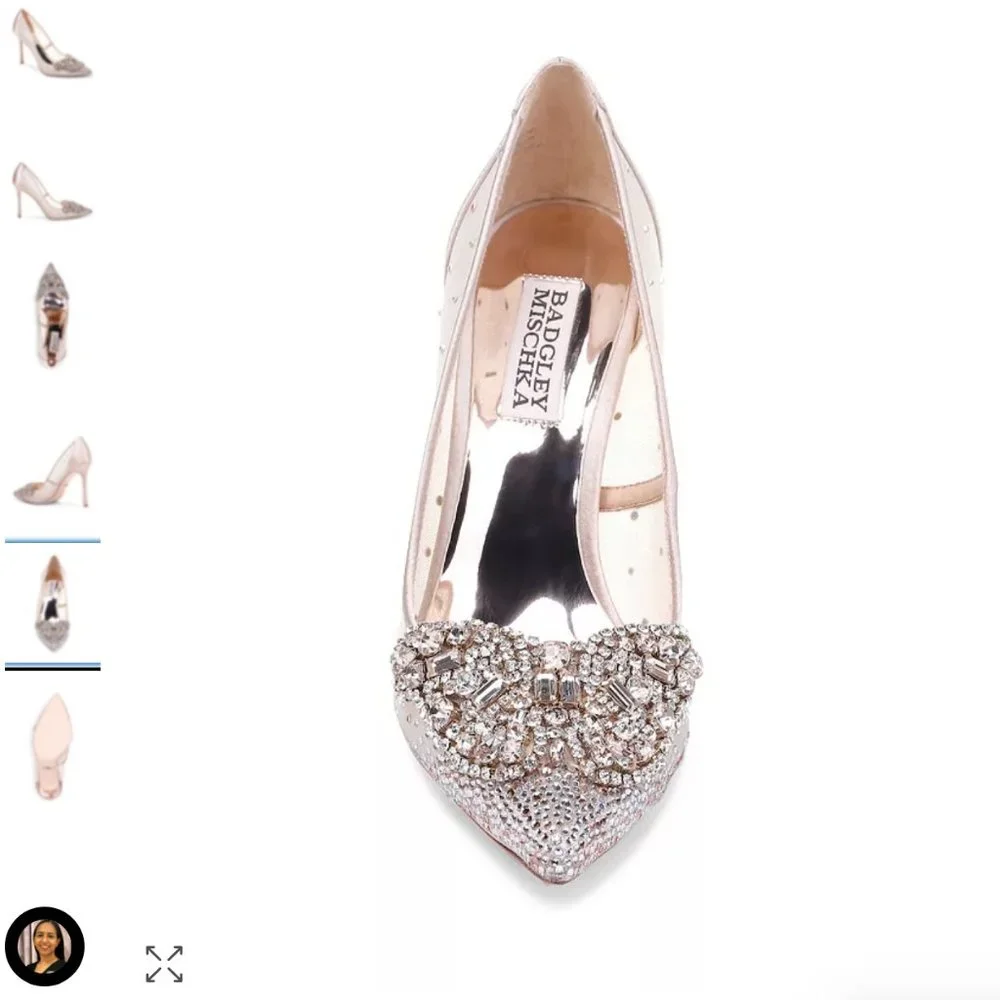 Badgley Mischka Quintana Crystal & Mesh High-Heel Pumps Size 9.5 - Picture 7 of 16